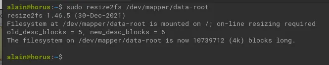 resize2fs command